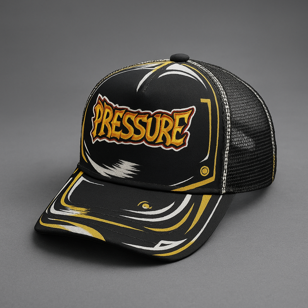 Cartoonized "Pressure" trucker hat