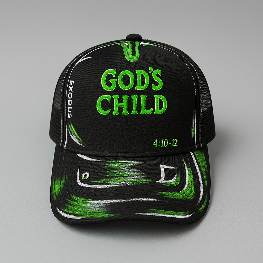 Cartoonized "God's Child" trucker hat