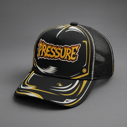 Cartoonized "Pressure" trucker hat